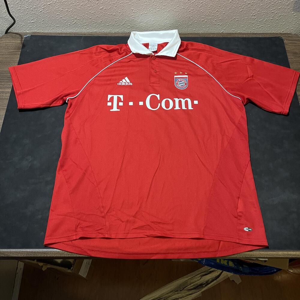 Vintage FC Bayern Munich Jersey Mens XL Red Soccer Adidas T-Com 2005 Home